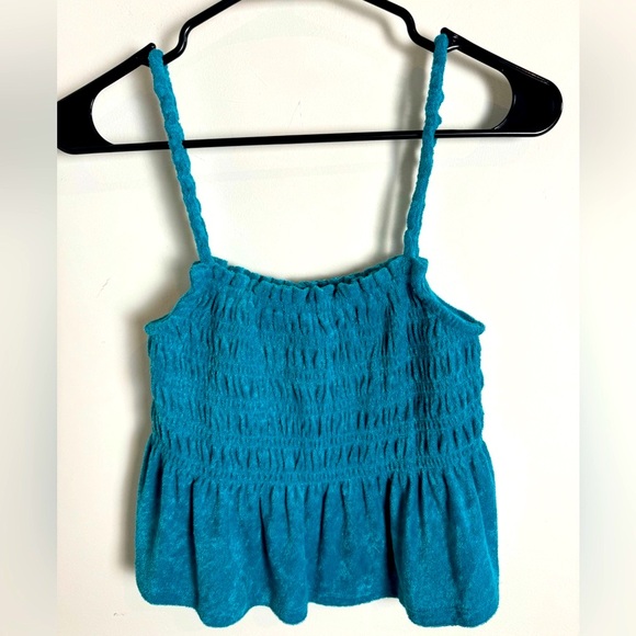 SO Dark Turquoise Smocked Terry Babydoll Junior’s Tank Top Large - Picture 1 of 8